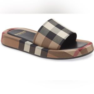 Burberry Check Platform Slide Womens size 9. Like new worn once.
